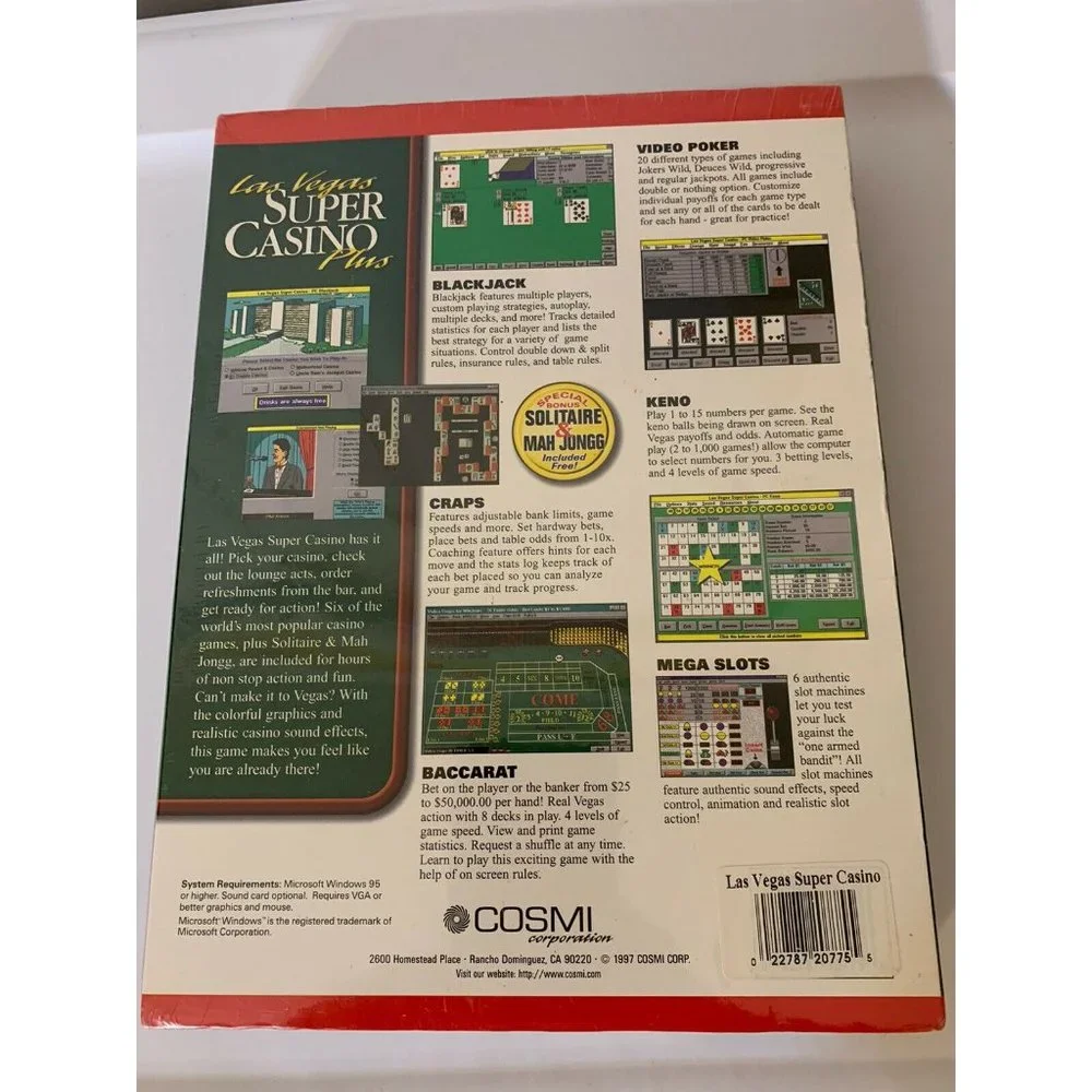 New LAS VEGAS SUPER CASINO PLUS - PC CD-ROM for WINDOWS 95 by COSMI/SWIFT (1997)